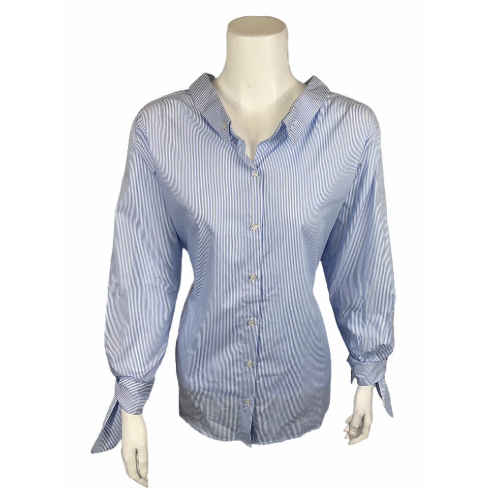 Attitudes by Renee Woven Elastic Back Wrinkle Resistant Shirt Top Indigo Size 6